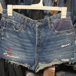 Old Navy Blue Jean Shorts with Red Accents